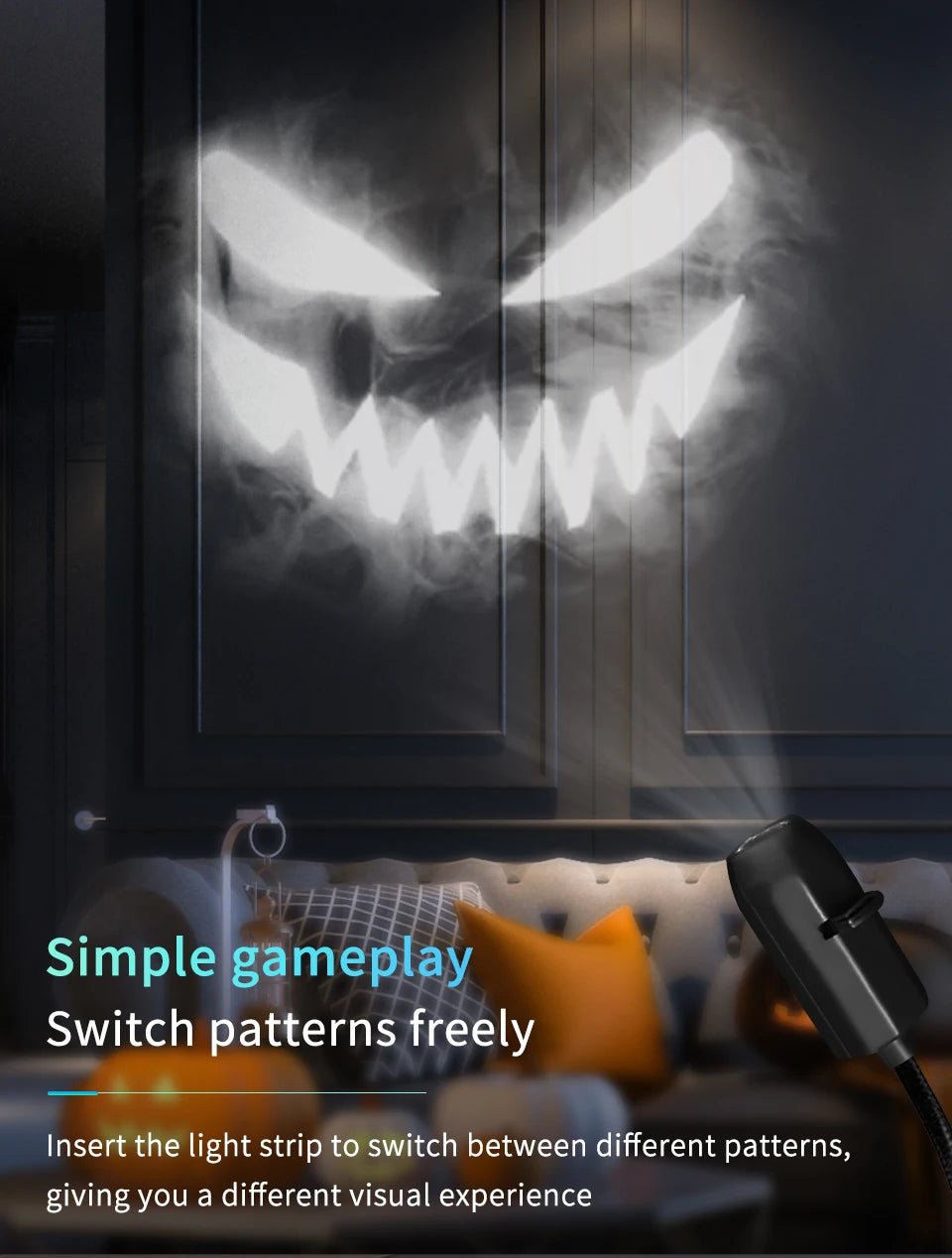 Halloween LED Projection Light | Pumpkin & Moon Atmosphere Lamp for Room Decor