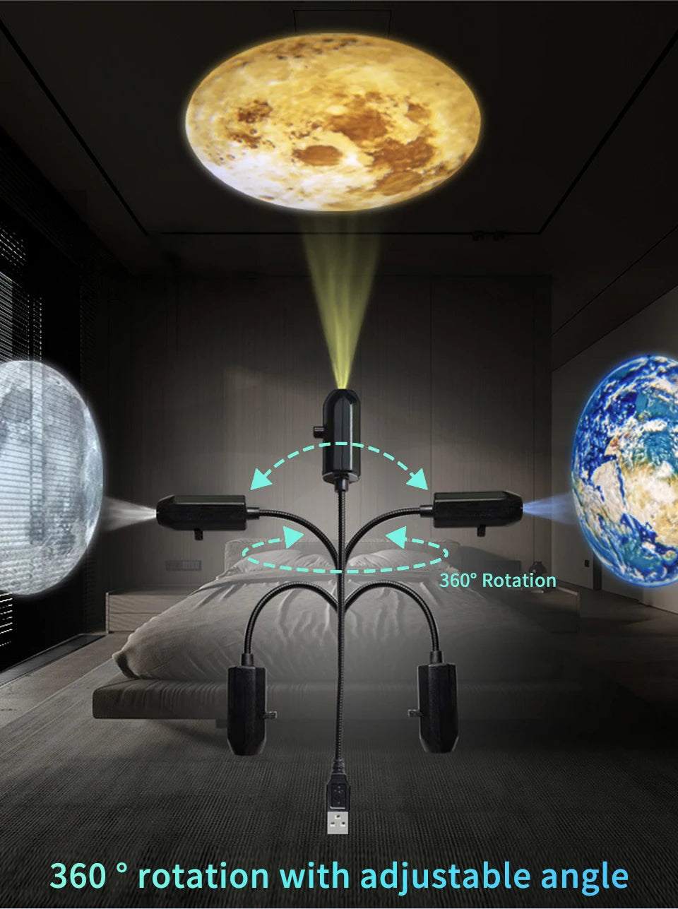 Halloween LED Projection Light | Pumpkin & Moon Atmosphere Lamp for Room Decor