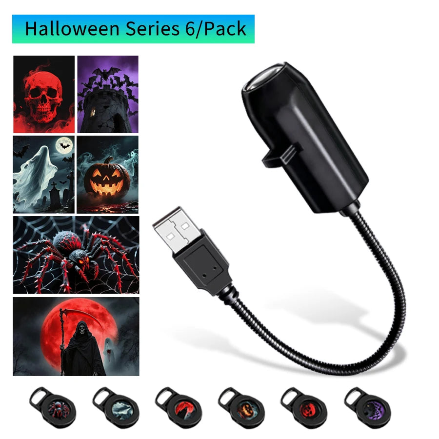 Halloween LED Projection Light | Pumpkin & Moon Atmosphere Lamp for Room Decor