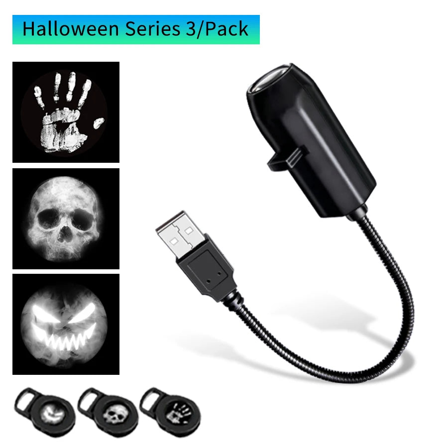 Halloween LED Projection Light | Pumpkin & Moon Atmosphere Lamp for Room Decor